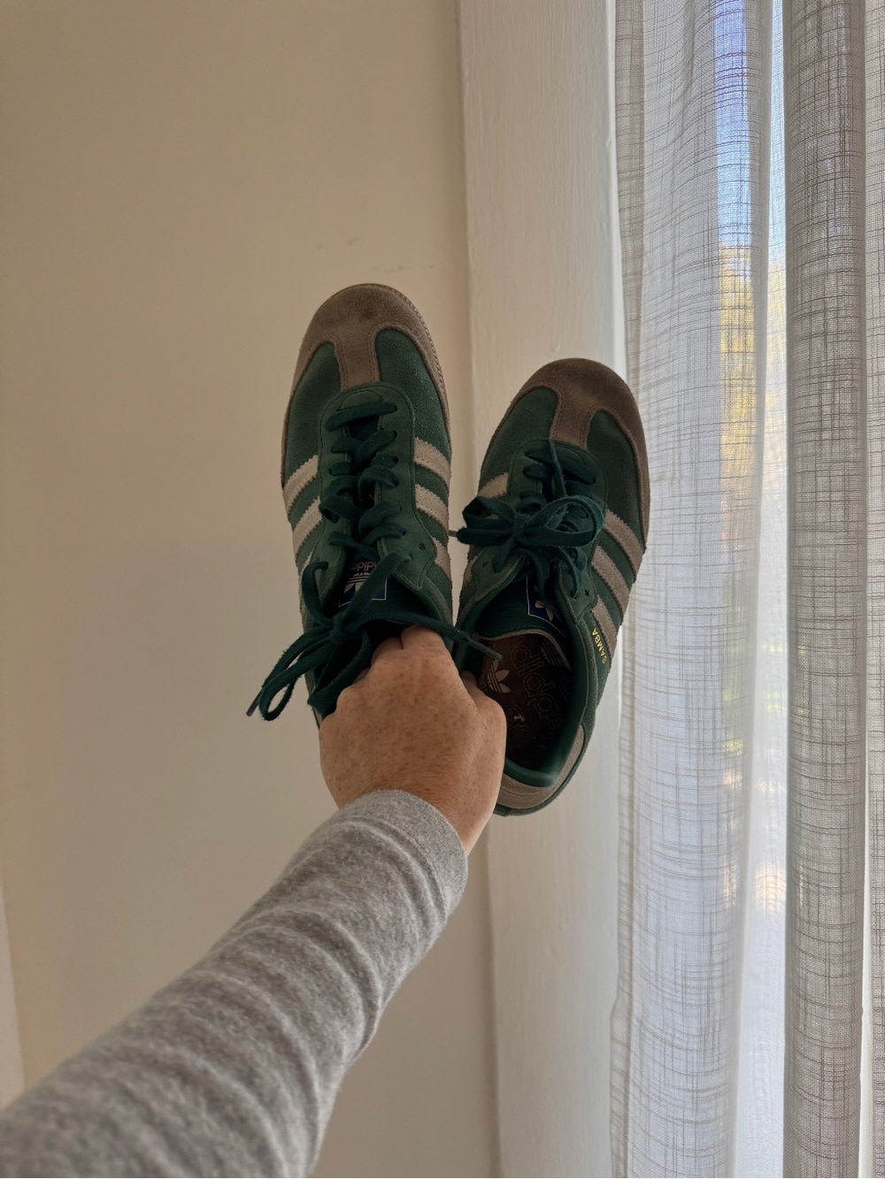 adidas Dark Green Suede & Mesh Men's Sneaker with White Stripes